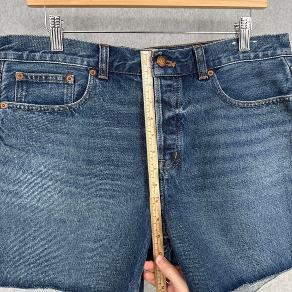 Madewell Womens Brynn Long Short Size 29 Blue Denim Button Fly Raw Hem NWOT - Picture 12 of 13